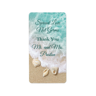 Türkisfarbene Strandwachen Spread Liebe Hand Sani Adressaufkleber