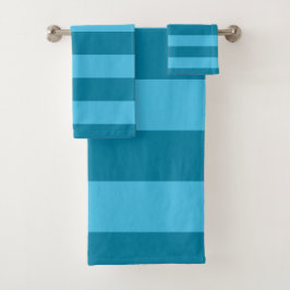 Türkisfarbene Streifen Badhandtuch Set