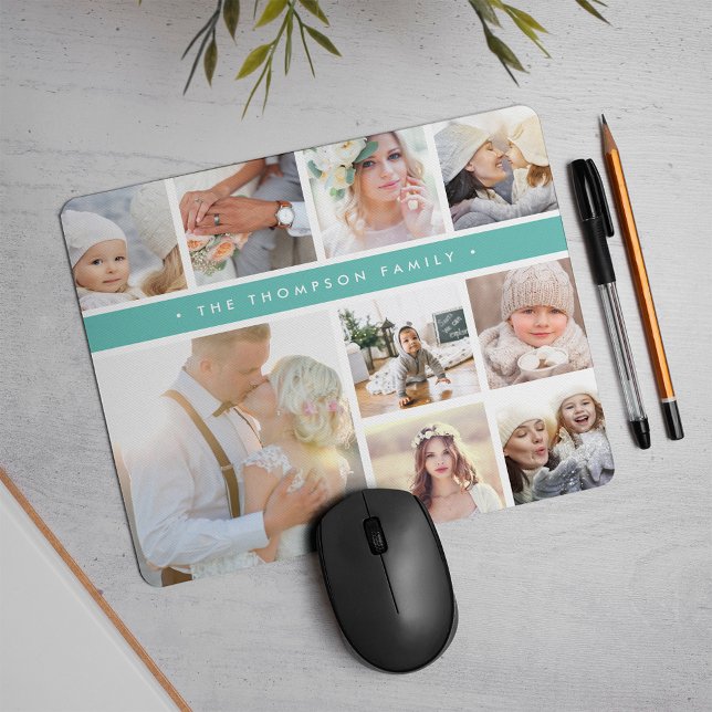 Türkisfarbene Streifen-FotoCollage Mousepad (Von Creator hochgeladen)