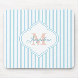 Türkisfarbene Streifen-Monogramm Mousepad