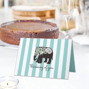 Türkisfarbene Streifen-Paisley-Elefanten-Denk-an-d Karte