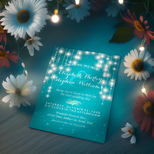 Türkisfarbene String Lights Polterabend Einladunge Einladung