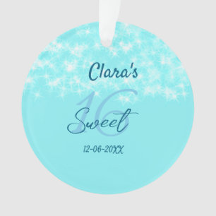 Türkisfarbene Teal-Achat süße 16 Geburtstags-Name Ornament