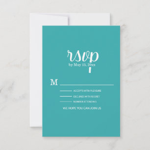 Türkisfarbene Teal Weiße Hochzeits-RSVP-Karte RSVP Karte