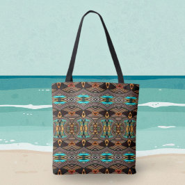 Türkisfarbene Tides Abstrakte Stammes-Tasche