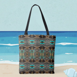 Türkisfarbene Tides Abstrakte Stammes-Tasche