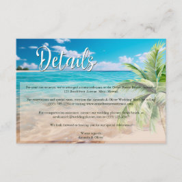 Türkisfarbene Tides Tropical Beach Hochzeiten Deta Begleitkarte