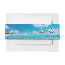 Türkisfarbene Tides Tropical Monogram Beach Hochze Einladungsbanderole