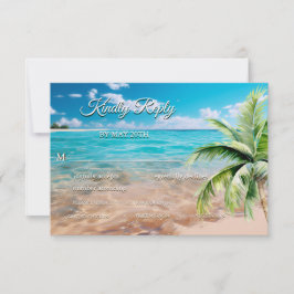 Türkisfarbene Tides Tropical Palm Tree Beach Hochz RSVP Karte
