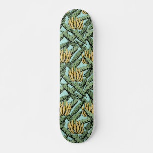 Türkisfarbene Tropengelbe Bananen und Blätter Skateboard