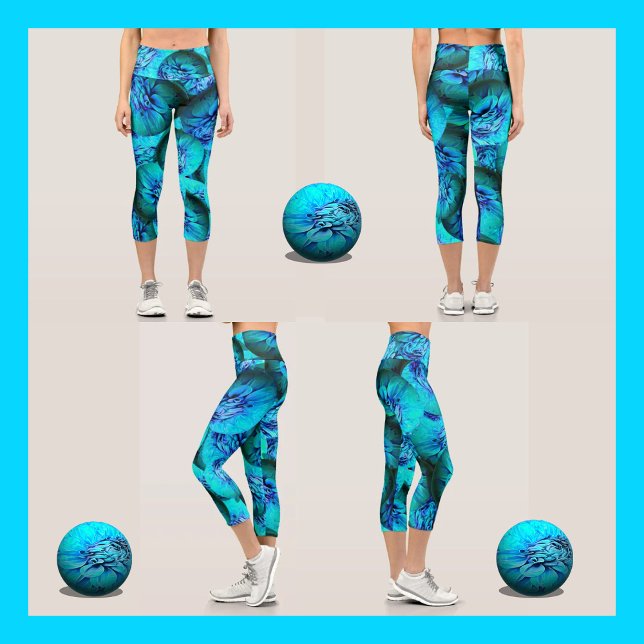 Türkisfarbene und blaue Sphären in 3D-Optik Capri Leggings (Von Creator hochgeladen)