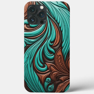 Türkisfarbene und schokoladengearbeitete Western-M Case-Mate iPhone Hülle