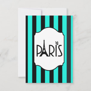 Türkisfarbene und schwarz gestreifte RSVP-Karte RSVP Karte