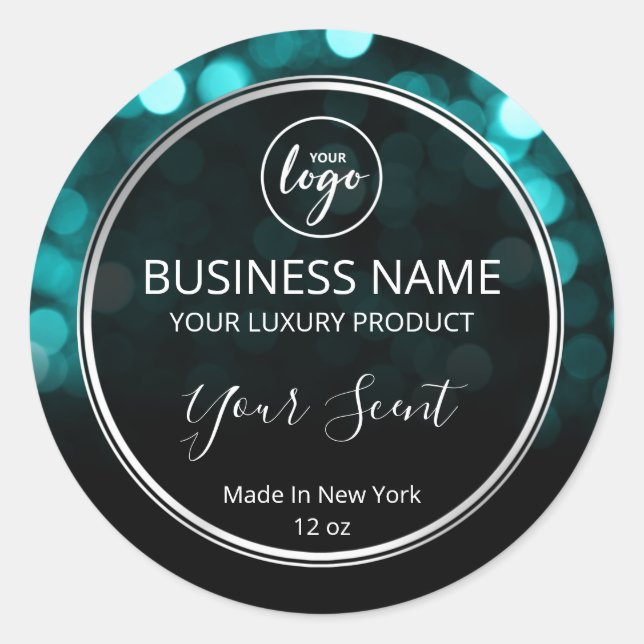 Türkisfarbene und silberne Buttermarken Runder Aufkleber (Vorderseite)