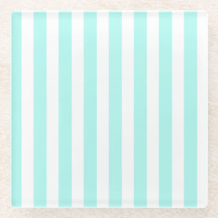 Türkisfarbene und weiße Streifen aus Süßigkeiten Glasuntersetzer