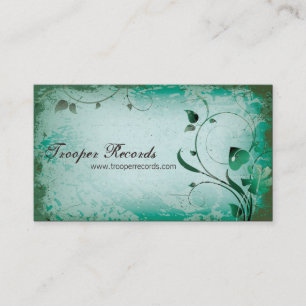 Türkisfarbene Vintage-Businesscard mit Blattmuster Visitenkarte