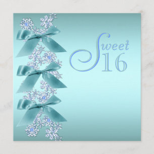 Türkisfarbene Weiße Schneeflocke Sweet Sixteen Geb Einladung