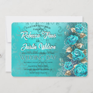 Türkisfarbenen Rosen Tiffany Floral Modern Boho Einladung