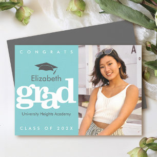 Türkisfarbener Abschluss Foto Graue Kappe Ankündigung