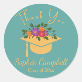 Türkisfarbener Abschluss Klassischer Rundaufkleber Runder Aufkleber