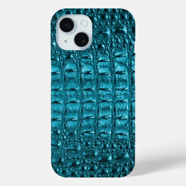 türkisfarbener Aqua-Blue-Alligator-Druck Case-Mate iPhone Hülle (Rückseite)