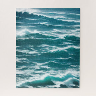 Türkisfarbener Choppy Ocean Waves Luftbild Puzzle