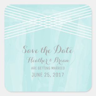 Türkisfarbener Deko Save the Date Quadratischer Aufkleber