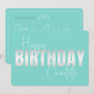 Türkisfarbener Glitzer Geburtstagsfeier Einladung