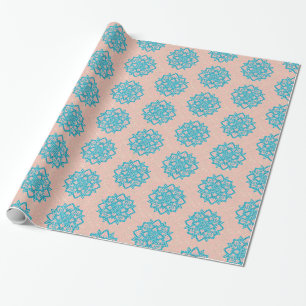 Türkisfarbener Glitzer Mandala 2 Geschenkpapier