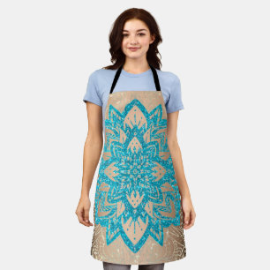 Türkisfarbener Glitzer Mandala 2 Schürze
