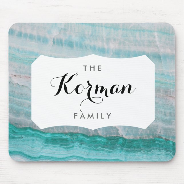 Türkisfarbener Granitstein-Wellendruck Mousepad (Vorne)