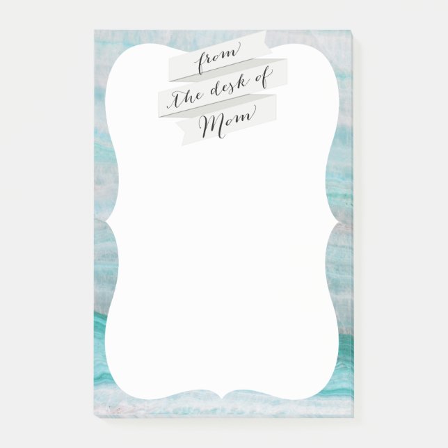 Türkisfarbener Granitstein-Wellendruck Post-it Klebezettel (Vorderseite)