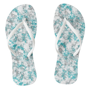 Türkisfarbener grauer und weißer Marmor Flip Flops