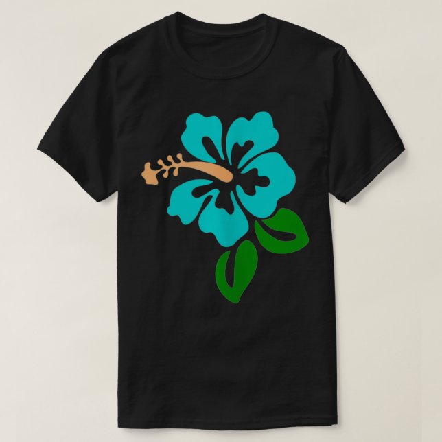 Türkisfarbener Hibiskus Blume T-Shirt (Design vorne)