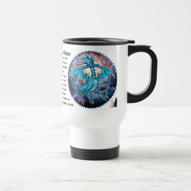 Türkisfarbener Kosmischer Drache Reisebecher (Rechts)