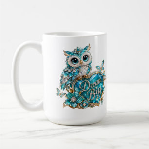Türkisfarbener Kristall-Eule-Träume-groß-Luxus-Des Kaffeetasse
