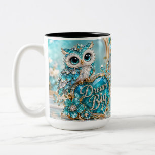 Türkisfarbener Kristall-Eule-Träume-groß-Luxus-Des Zweifarbige Tasse