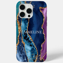 Türkisfarbener Lila Blue Gold Glitzer Marmor Case-Mate iPhone Hülle
