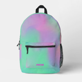 Türkisfarbener Lila Hologramm-Individuelle Name Bedruckter Rucksack