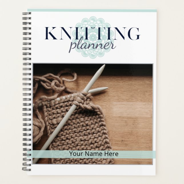 Türkisfarbener moderner Knitterplaner Planer (Vorderseite)
