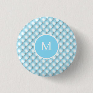 Türkisfarbener Monogramm-Glitzer Blenden Hübsch Button