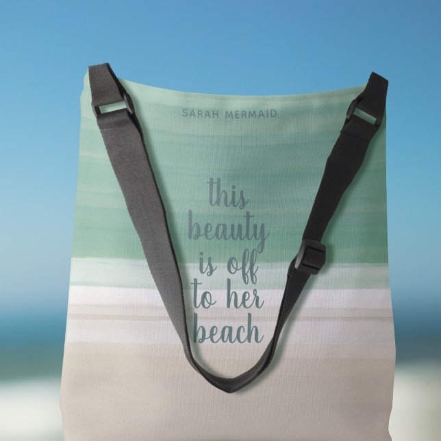 Türkisfarbener Ocean Beach Crossbody Bag Tragetaschen Mit Langen Trägern (Add your name to this ocean beach crossbody bag and get to the beach ASAP)