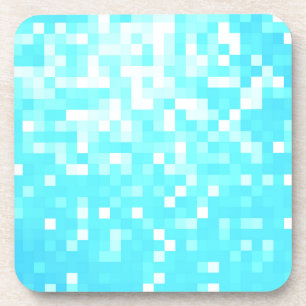 Türkisfarbener Pixel-Glanz Untersetzer