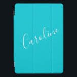 Türkisfarbener Script-Personalisierter Name iPad Pro Cover<br><div class="desc">Niedliches Skript Türkis Solid Color Personalisiert Name iPad Pro Cover</div>