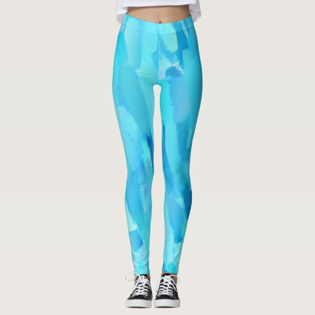 Türkisfarbener Spritzer Leggings (Vorderseite)