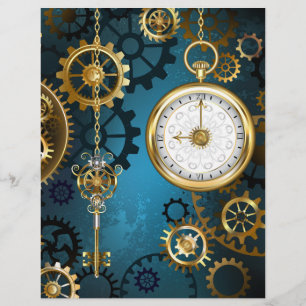 Türkisfarbener Steampunk mit Gears Briefbogen