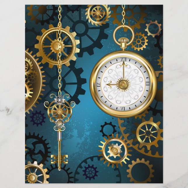 Türkisfarbener Steampunk mit Gears Briefbogen (Vorderseite)