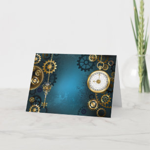 Türkisfarbener Steampunk mit Gears Einladung