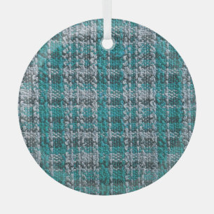 Türkisfarbener Tartan-Stoff, texturierter Hintergr Ornament Aus Glas
