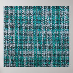 Türkisfarbener Tartan-Stoff, texturierter Hintergr Poster